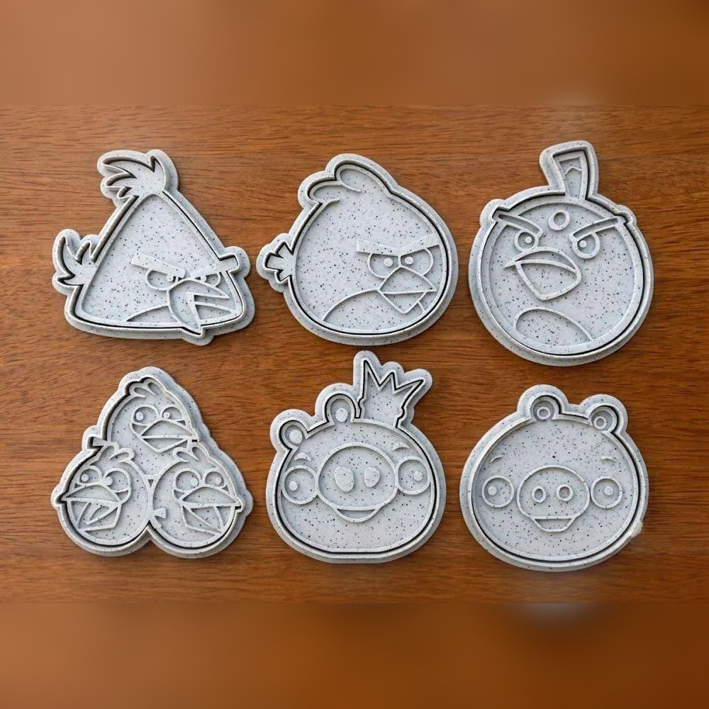 Birthday Parties - Angry Birds Cookie Cutter Set - 6 Cutters - Angry Birds - Stamp and Bake