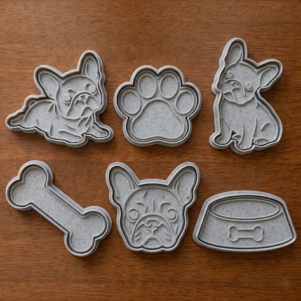 Bake Sales & Fundraisers - French Bulldog Cookie Cutter Set - 6 Cutters - Dogs - Stamp and Bake