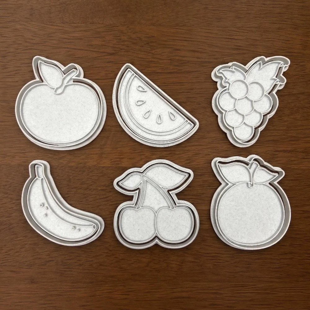 Bake Sales & Fundraisers - Fruit Cookie Cutter Set - 6 Cutters - Fruit & Flowers - Stamp and Bake