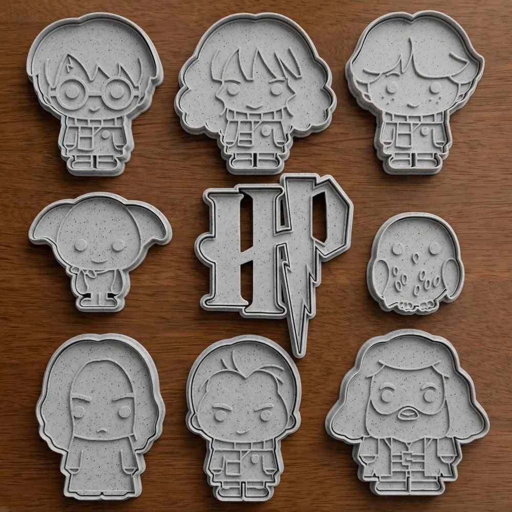 Bake Sales & Fundraisers - Harry Potter Chibi Cookie Cutter Set - 9 Cutters - Harry Potter - Stamp and Bake