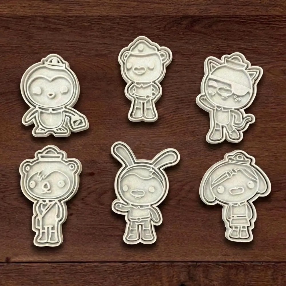 Baking With Kids - Octonauts Cookie Cutter Set - 6 Cutters - Octonauts - Stamp and Bake