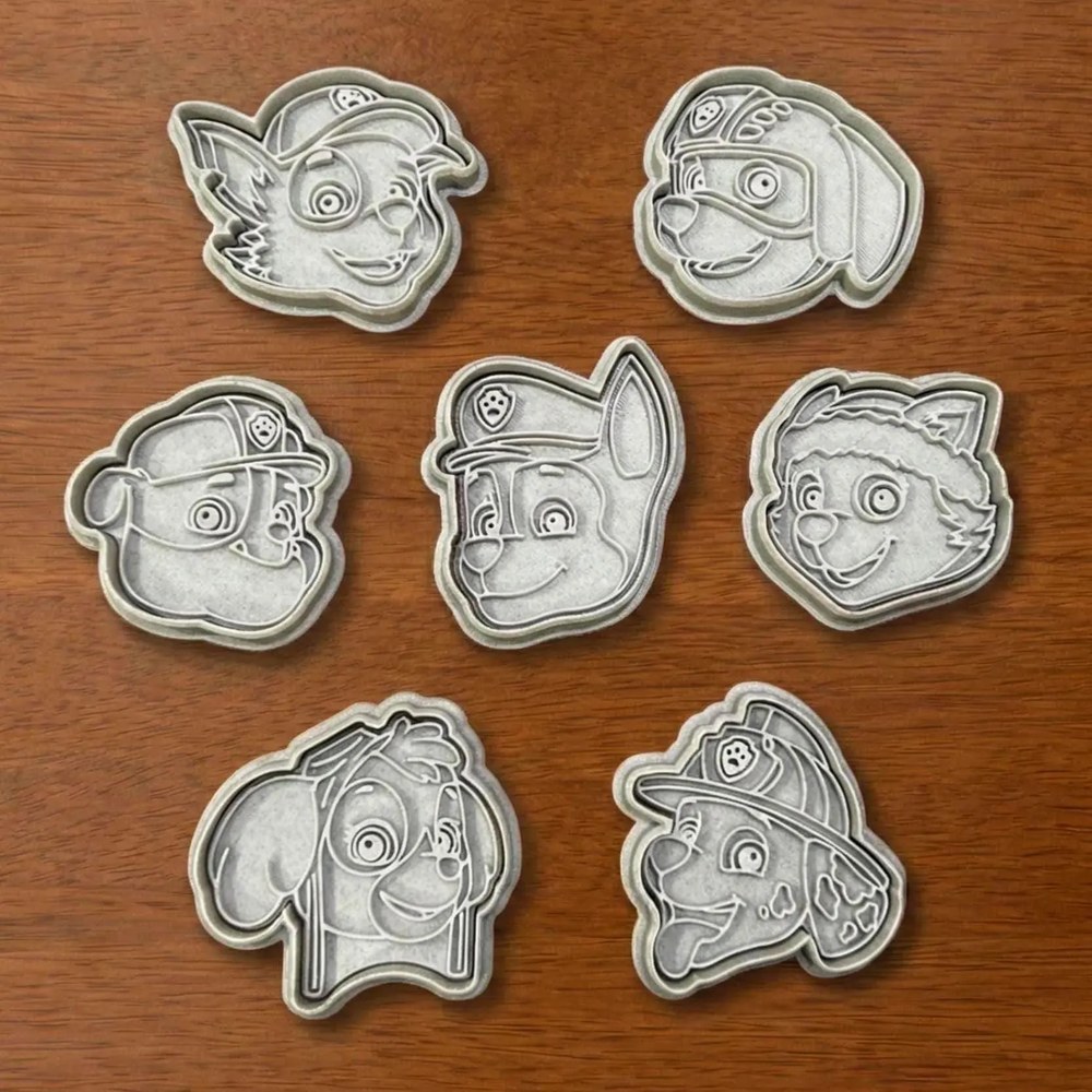 Bake Sales & Fundraisers - Paw Patrol Pup Portraits Cookie Cutter Set - 7 Cutters - Paw Patrol - Stamp and Bake