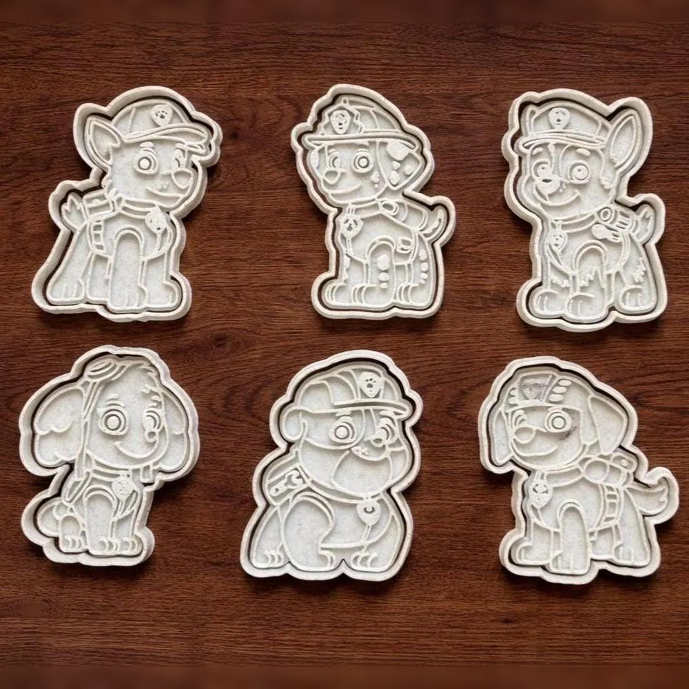 Baking With Kids - Paw Patrol Pups Cookie Cutter Set - 6 Cutters - Paw Patrol - Stamp and Bake