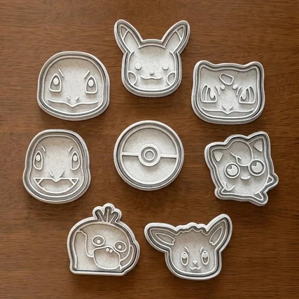 Birthday Parties - Pokemon Faces Cookie Cutter Set - 8 Cutters - Pokemon - Stamp and Bake