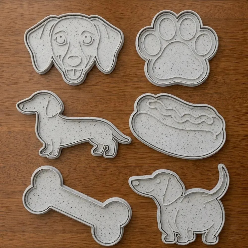 Bake Sales & Fundraisers - Sausage Dog Cookie Cutter Set - 6 Cutters - Dogs - Stamp and Bake