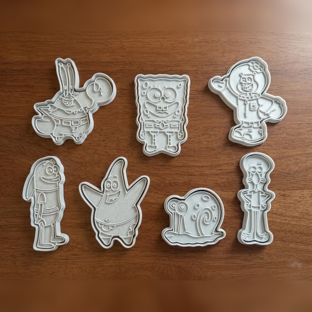 Birthday Parties - SpongeBob SquarePants Cookie Cutter Set - 7 Cutters - SpongeBob SquarePants - Stamp and Bake