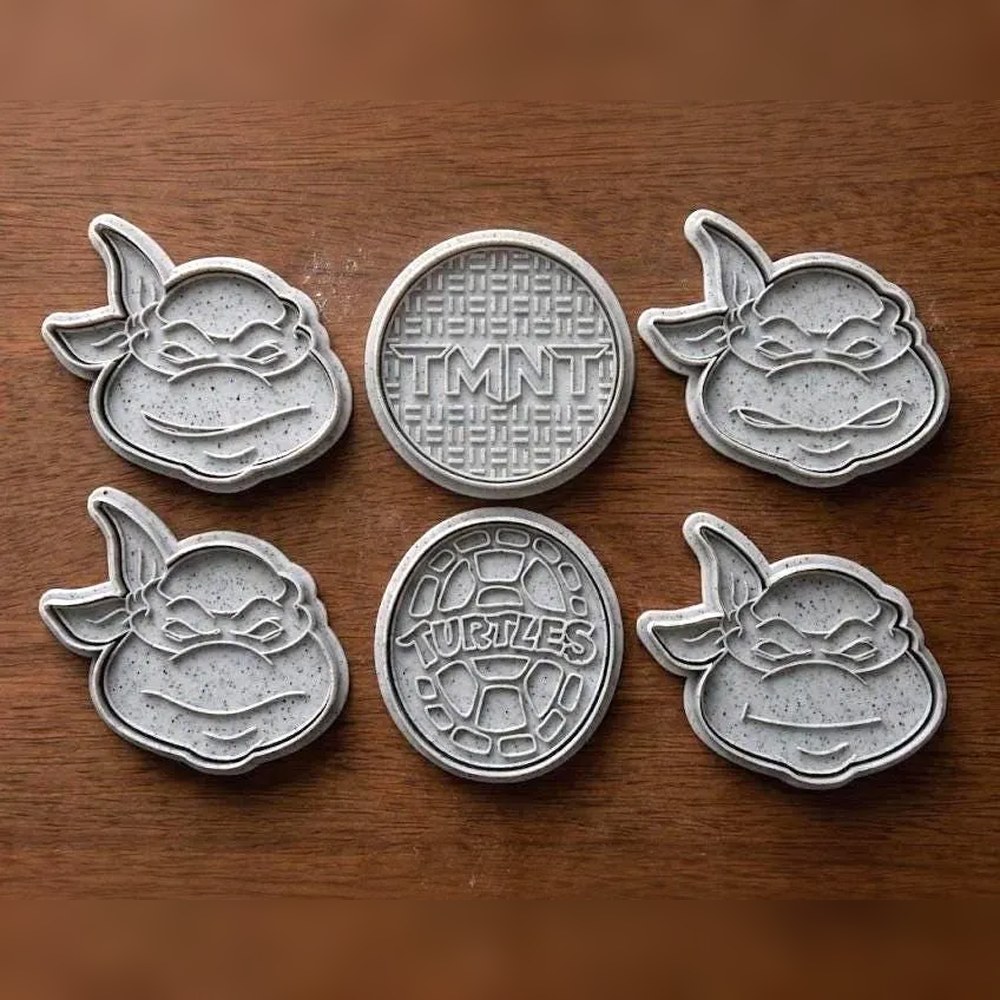 Birthday Parties - Teenage Mutant Ninja Turtles Cookie Cutter Set - 6 Cutters - Teenage Mutant Ninja Turtles - Stamp and Bake